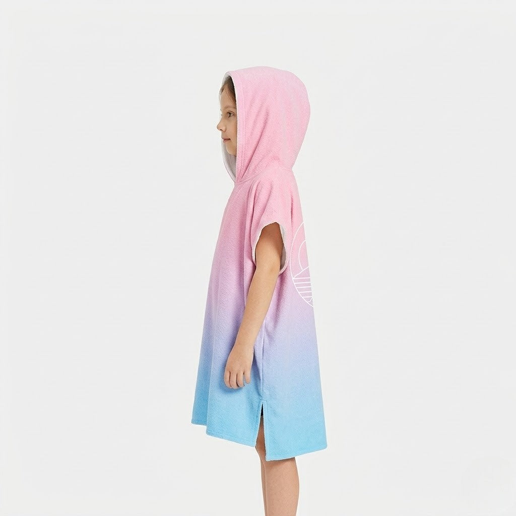 Poncho plage enfant dégradé pastel