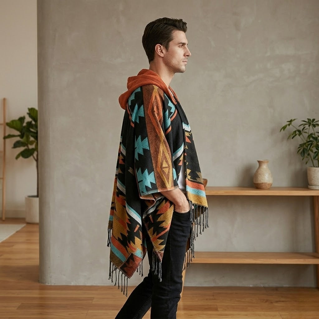 Poncho chaud homme hiver coloré