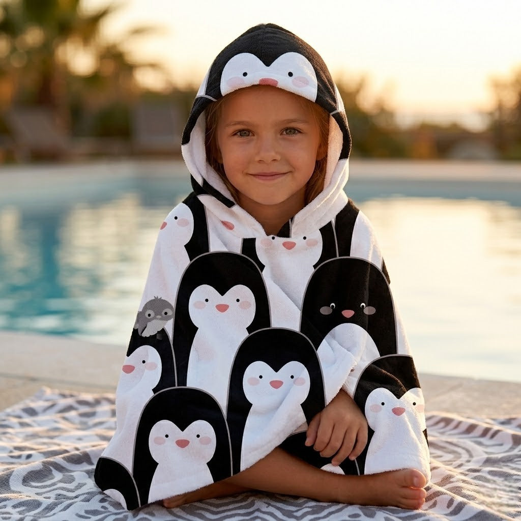 Poncho de plage enfant pinguouin