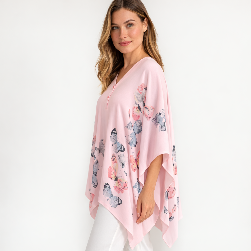 Poncho tendance femme à motifs papillons