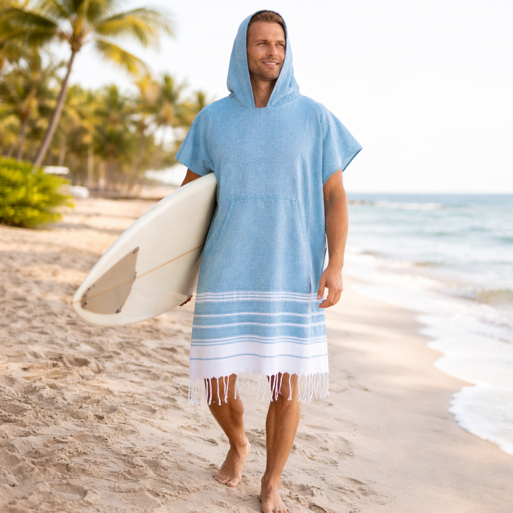 Poncho serviette homme à capuche