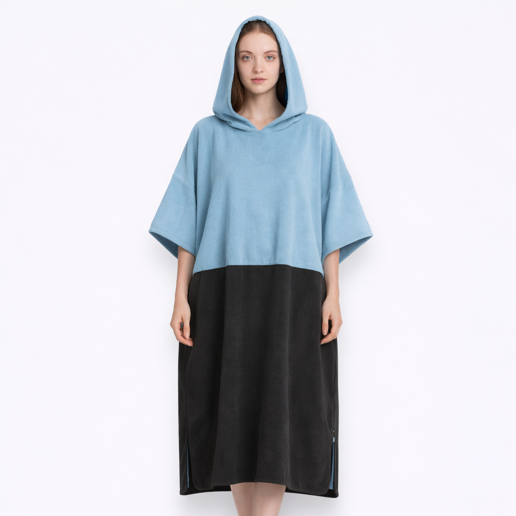 Poncho de bain femme bicolore