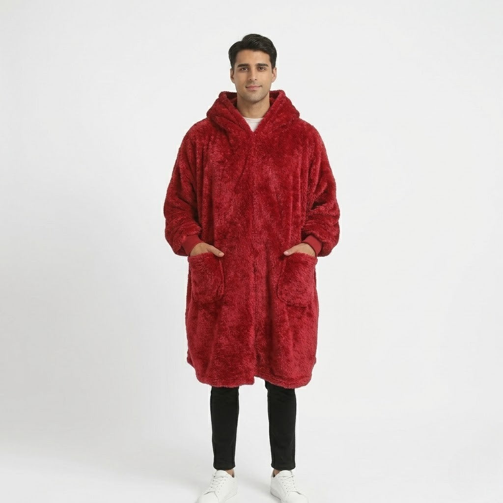 Poncho polaire homme rouge