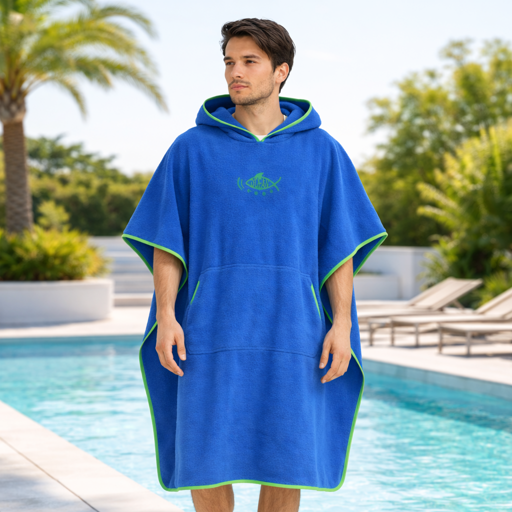 Poncho plage homme motif poisson