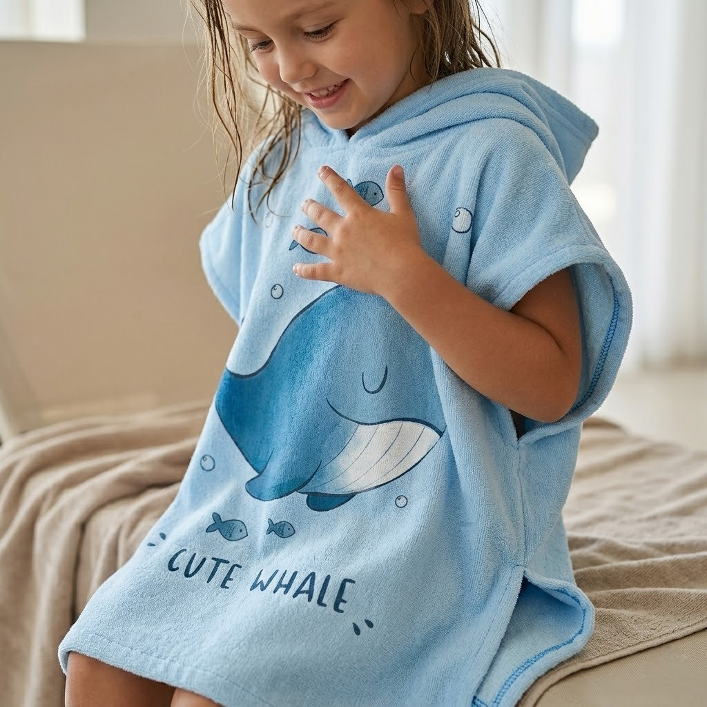 Poncho de bain enfant petite baleine