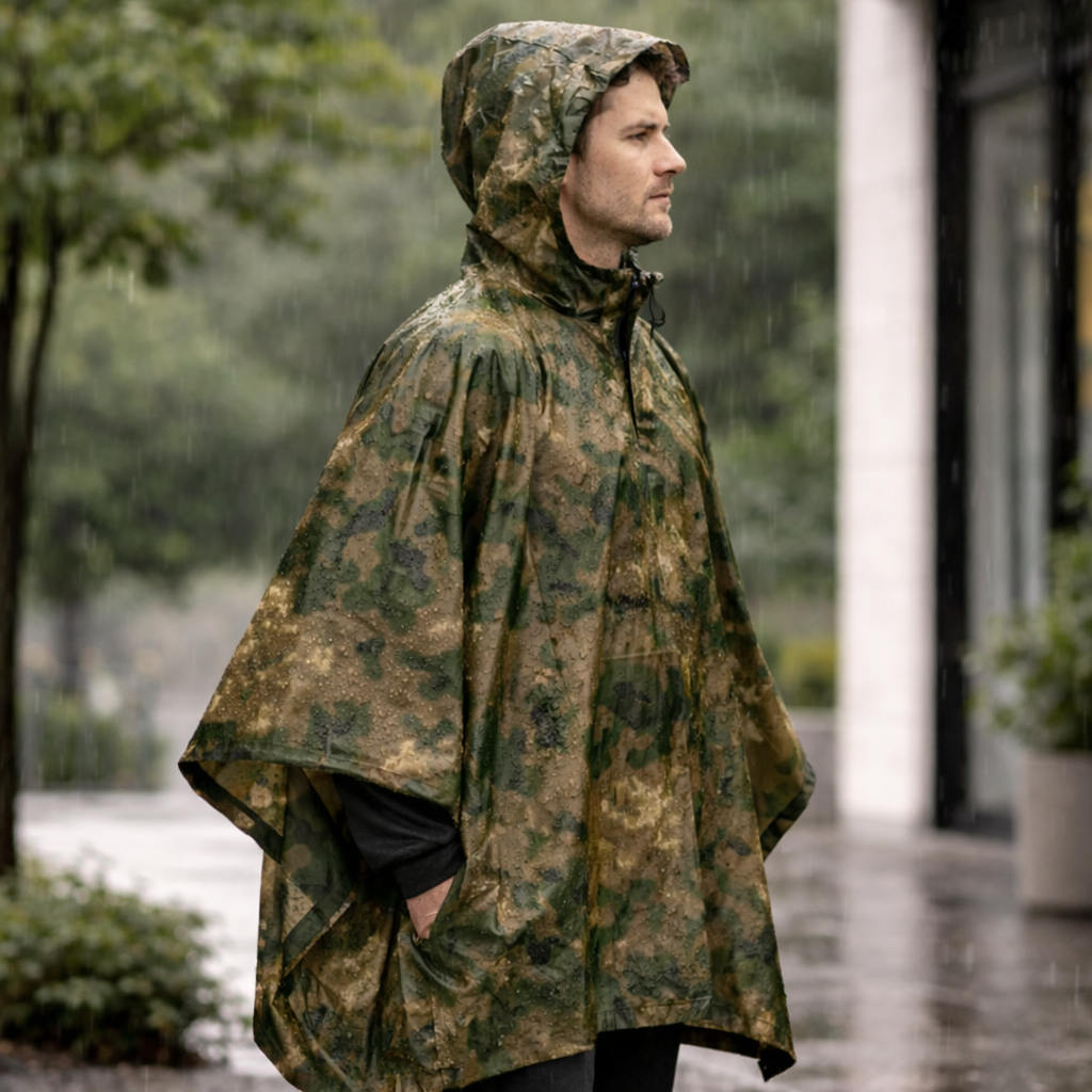Poncho pluie homme camouflage imperméable