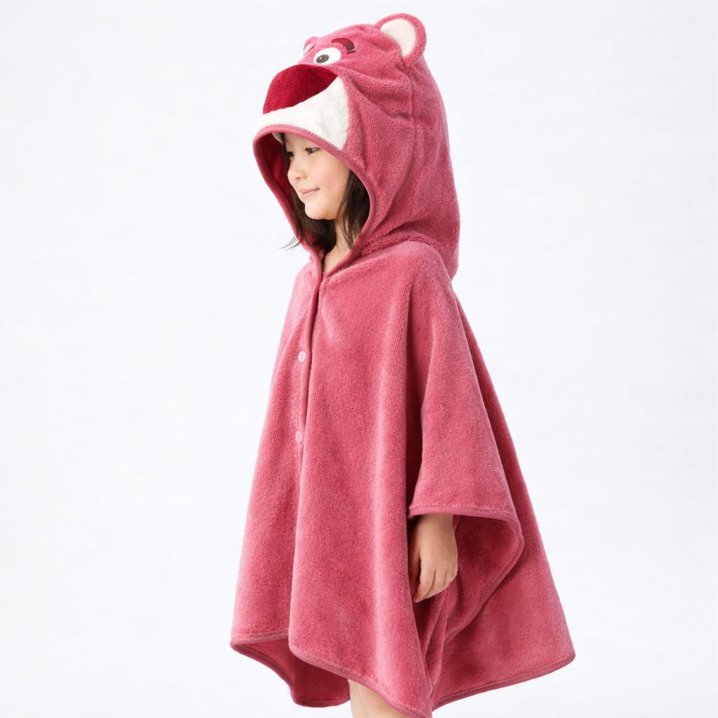 Poncho de bain enfant rose foncé