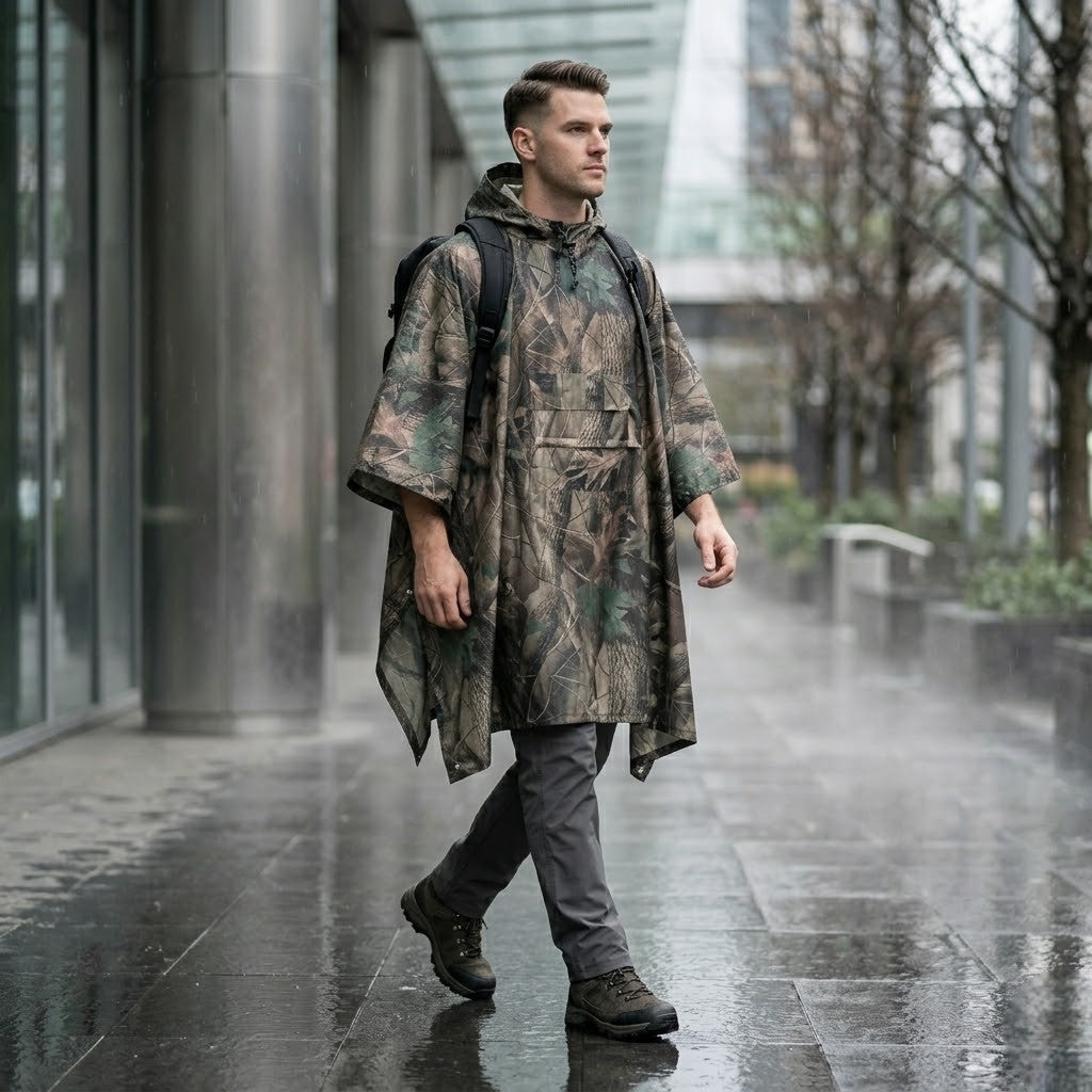Poncho pluie homme camouflage forêt