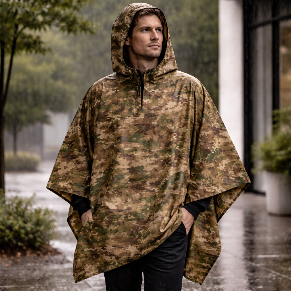 Poncho pluie homme camouflage militaire