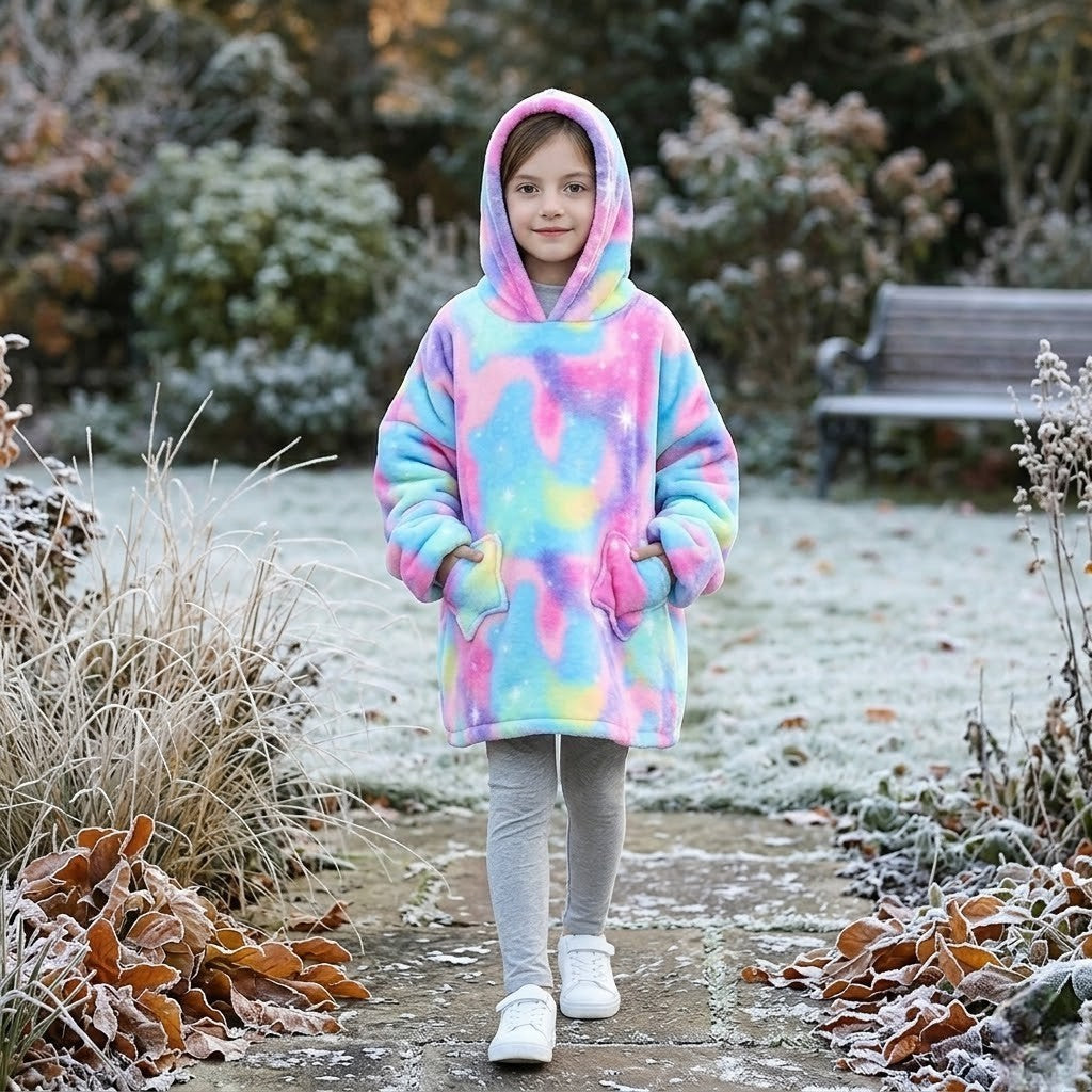 Poncho polaire enfant arc-en-ciel