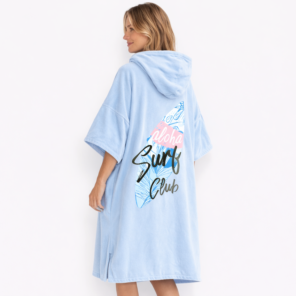 Poncho surf femme bleu