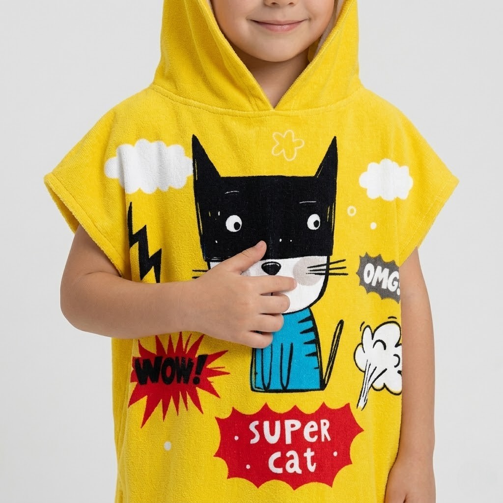 Poncho piscine enfant super cat