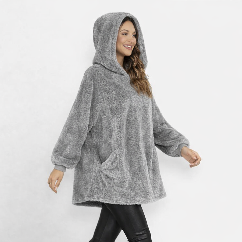 Poncho polaire femme gris