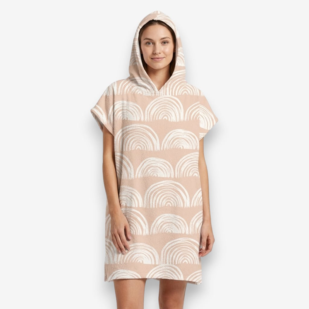Poncho piscine femme motifs arrondis