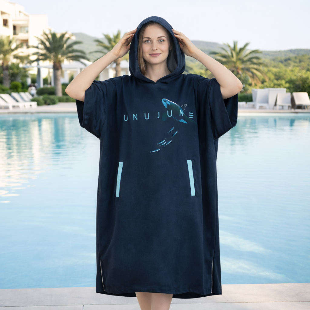 Poncho surf femme bleu marine