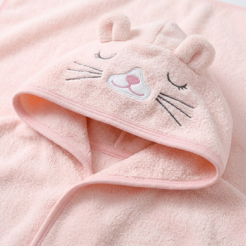 Poncho piscine bebe rose