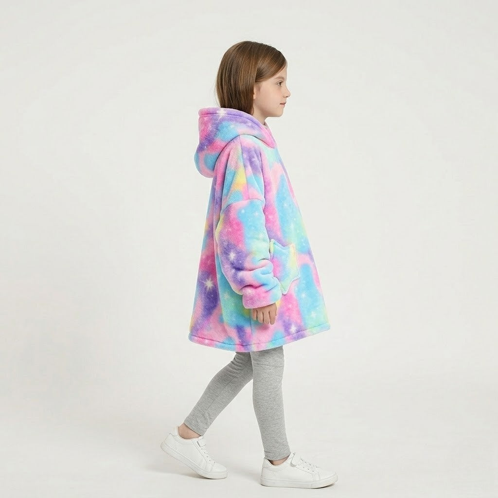 Poncho polaire enfant arc-en-ciel