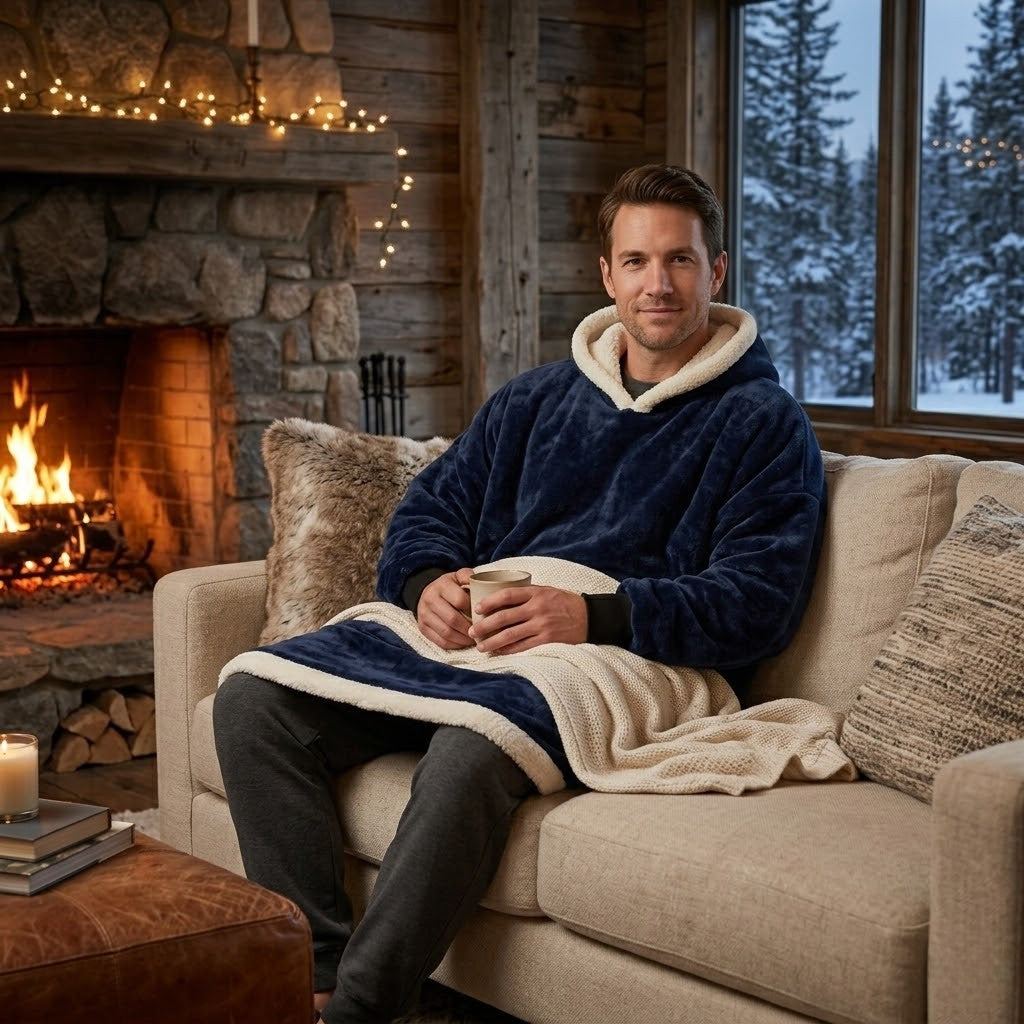 Poncho polaire homme bleu marine