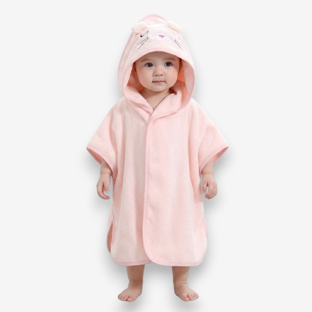 Poncho piscine bebe rose