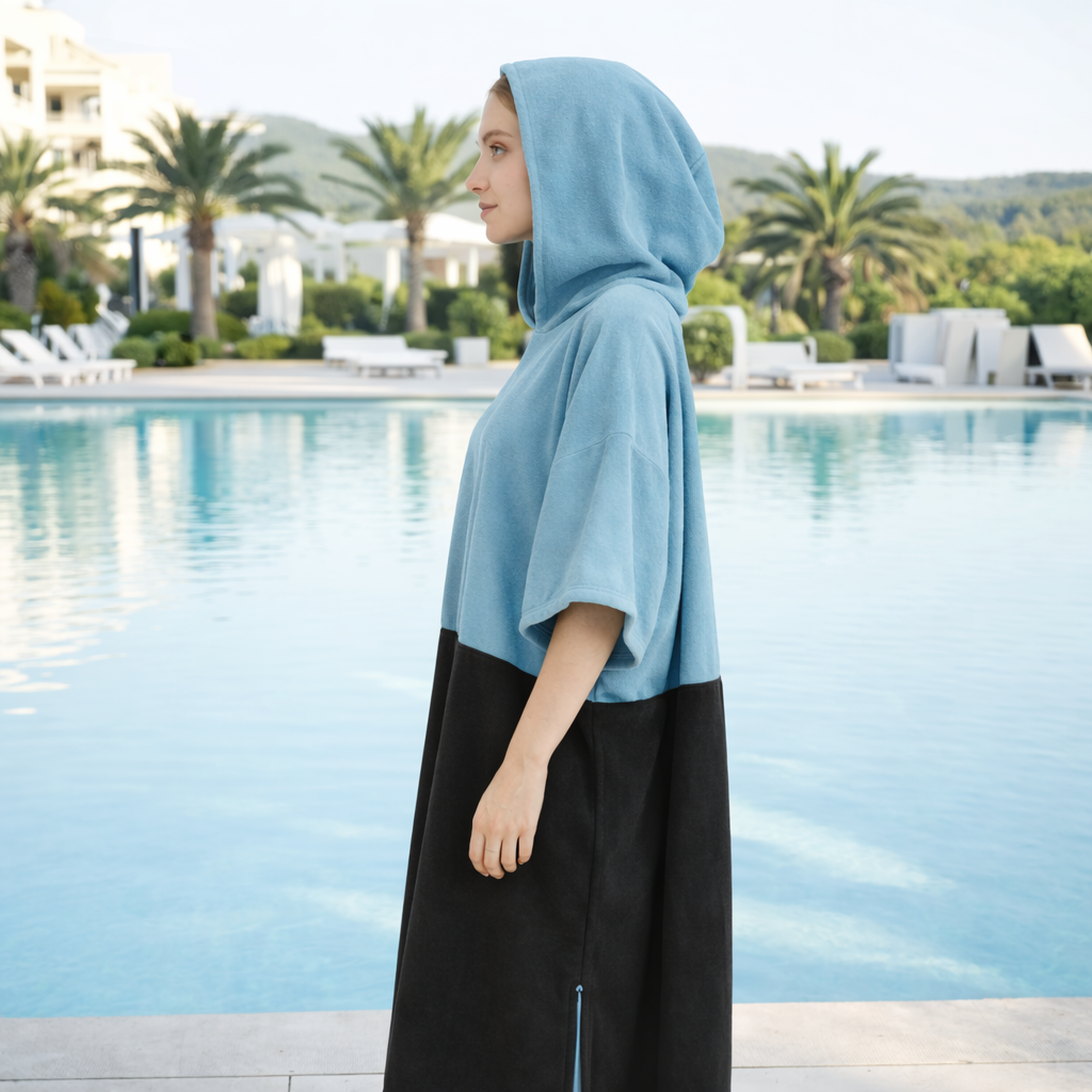 Poncho de bain femme bicolore