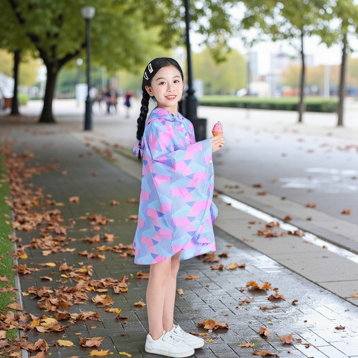 Poncho pluie enfant formes géométriques