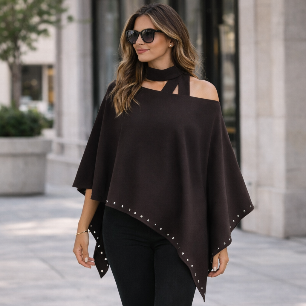 Poncho tendance femme col écharpe