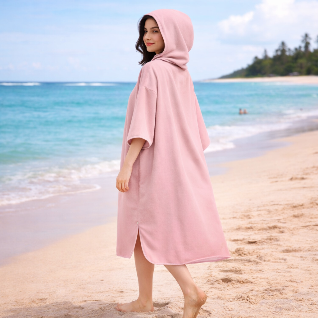 Poncho de bain femme à capuche