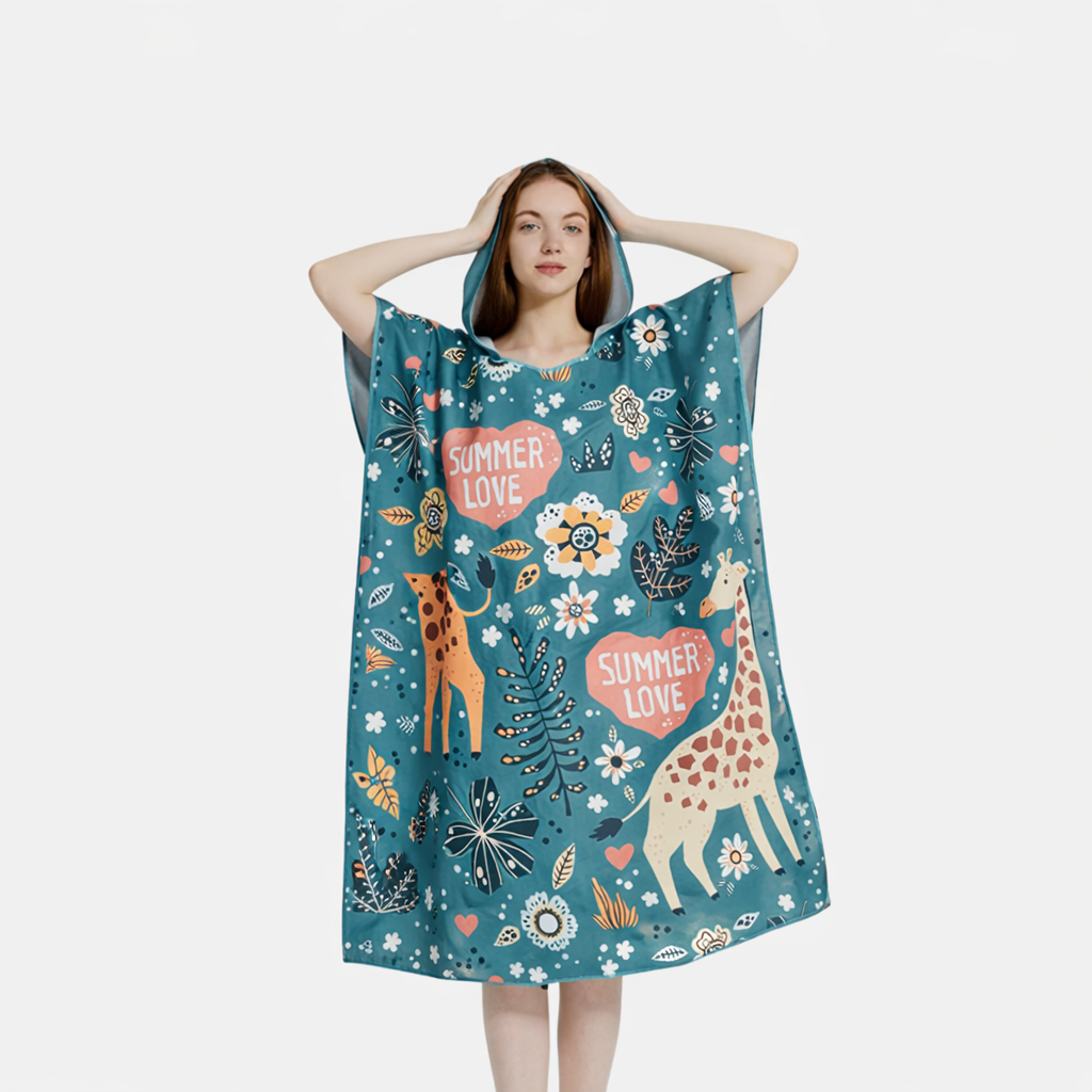 Poncho de bain femme nature