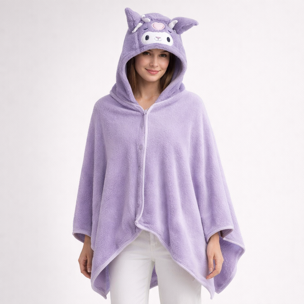 Poncho polaire femme violet