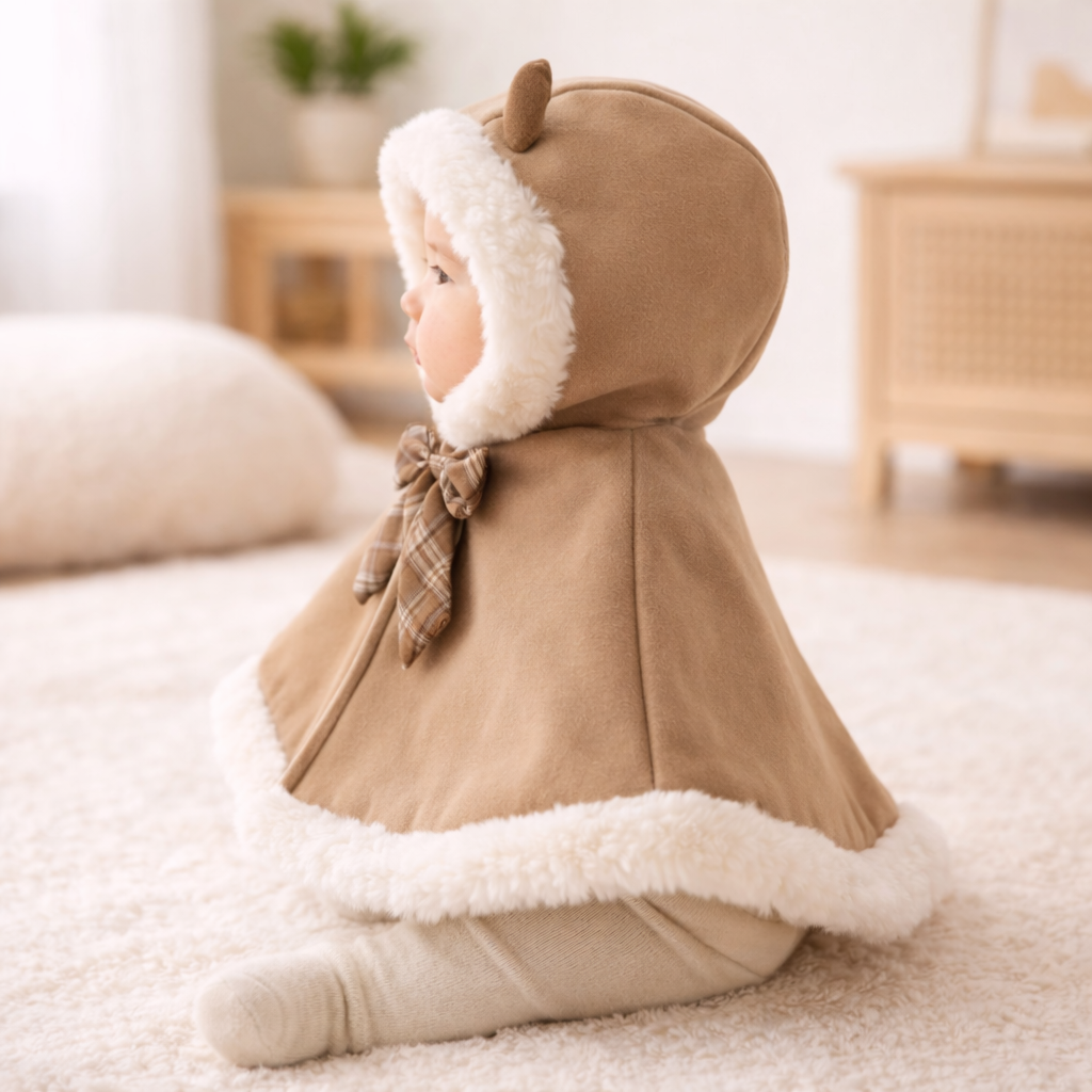 Poncho chaud bébé noeud papillon