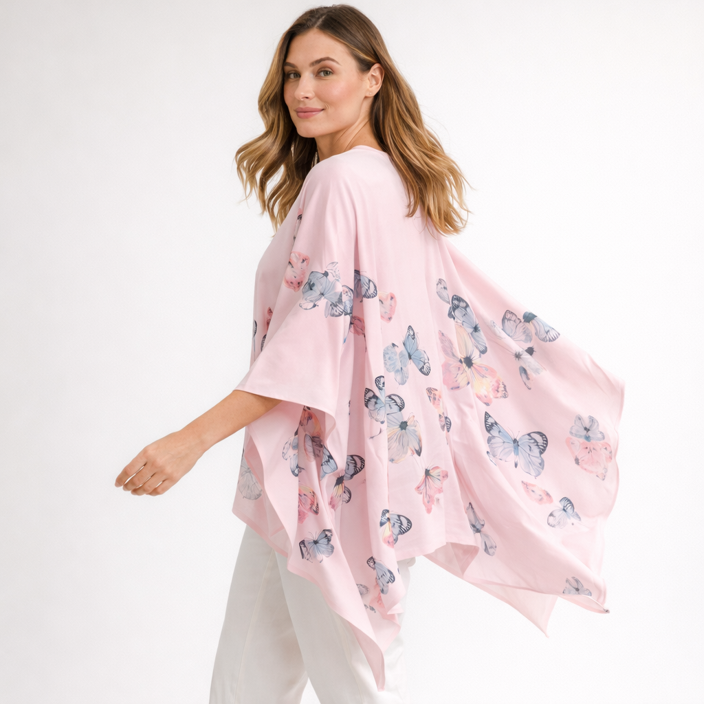 Poncho tendance femme à motifs papillons