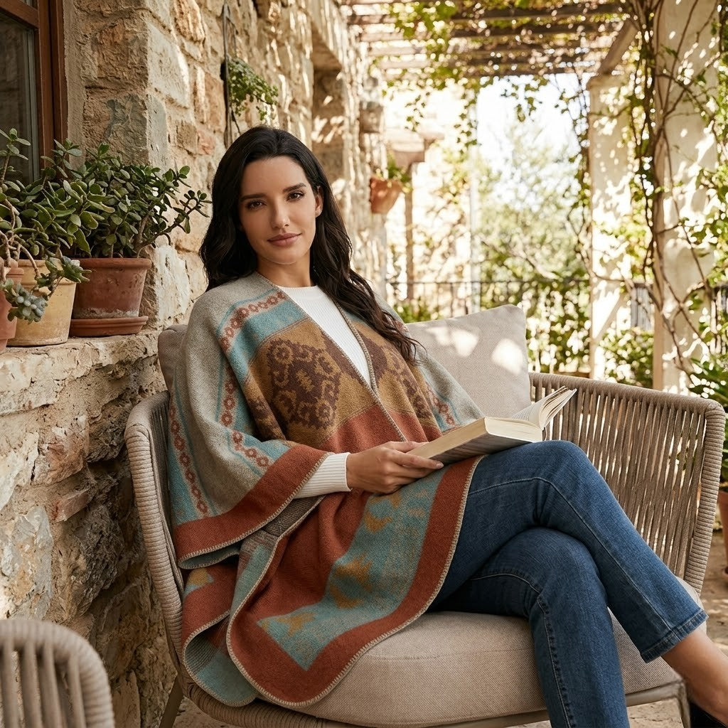 Poncho polaire femme coloré