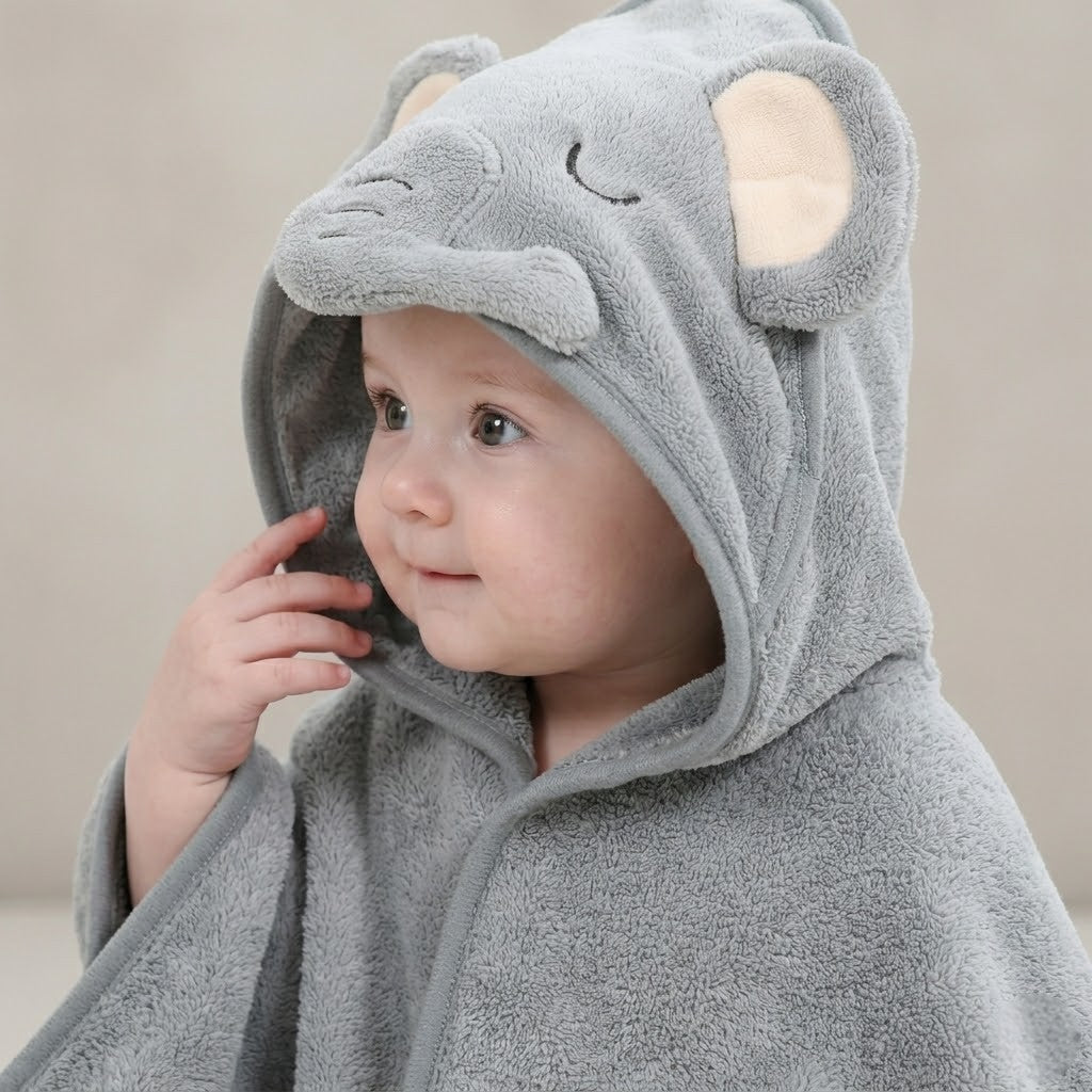 Poncho de bain bébé gris