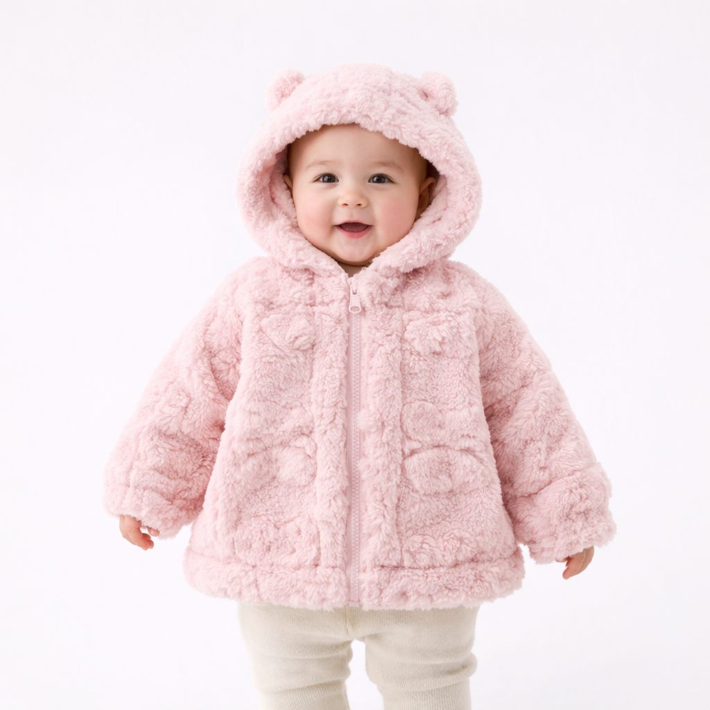 Poncho chaud bébé douceur rose