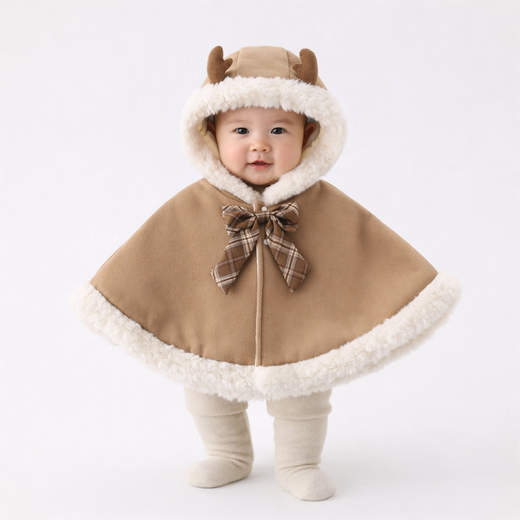 Poncho chaud bébé noeud papillon