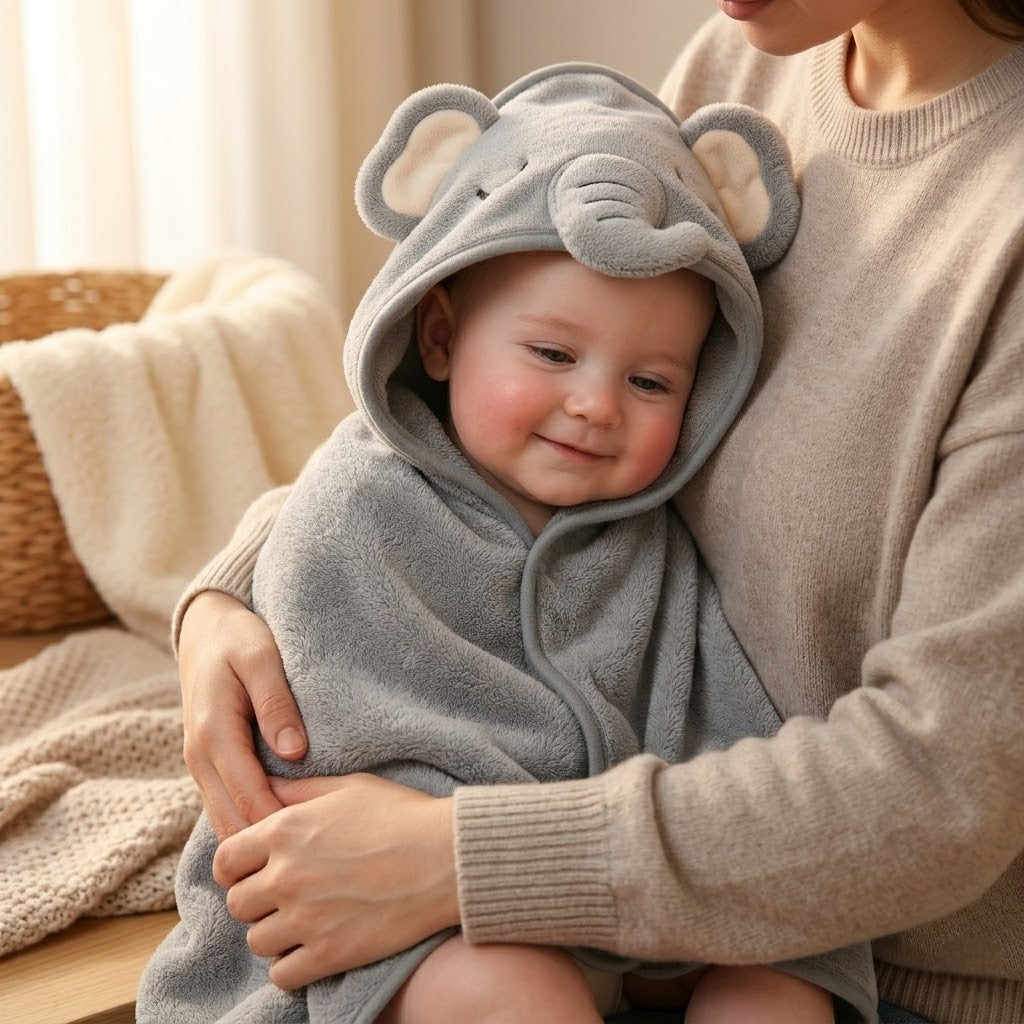 Poncho de bain bébé gris