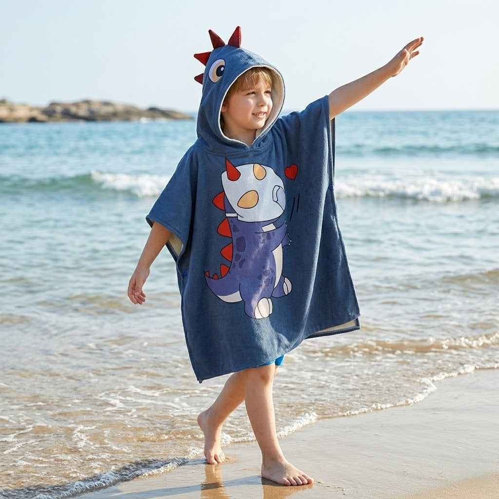Poncho plage enfant avec capuche dinosaure