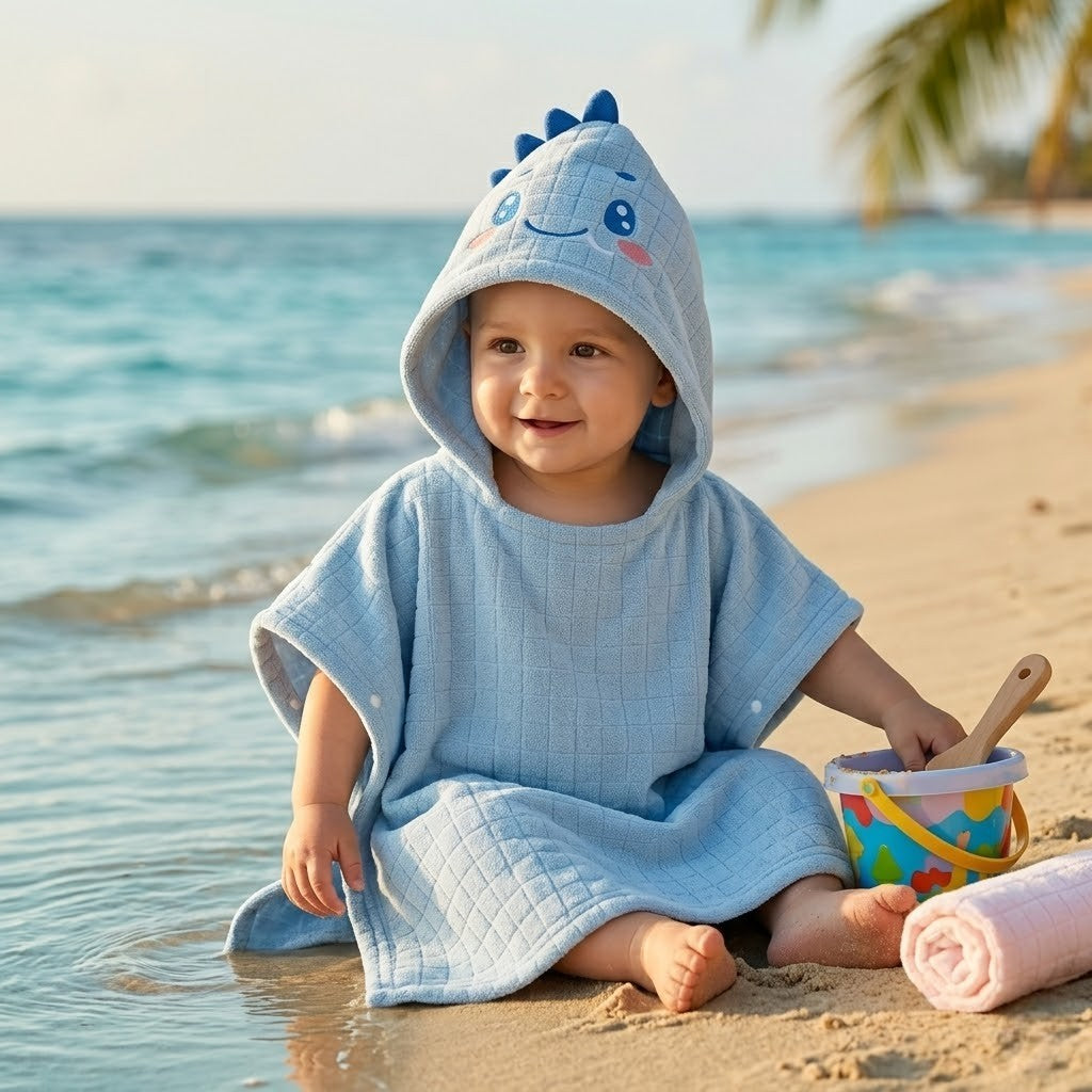 Poncho plage bébé dinosaure