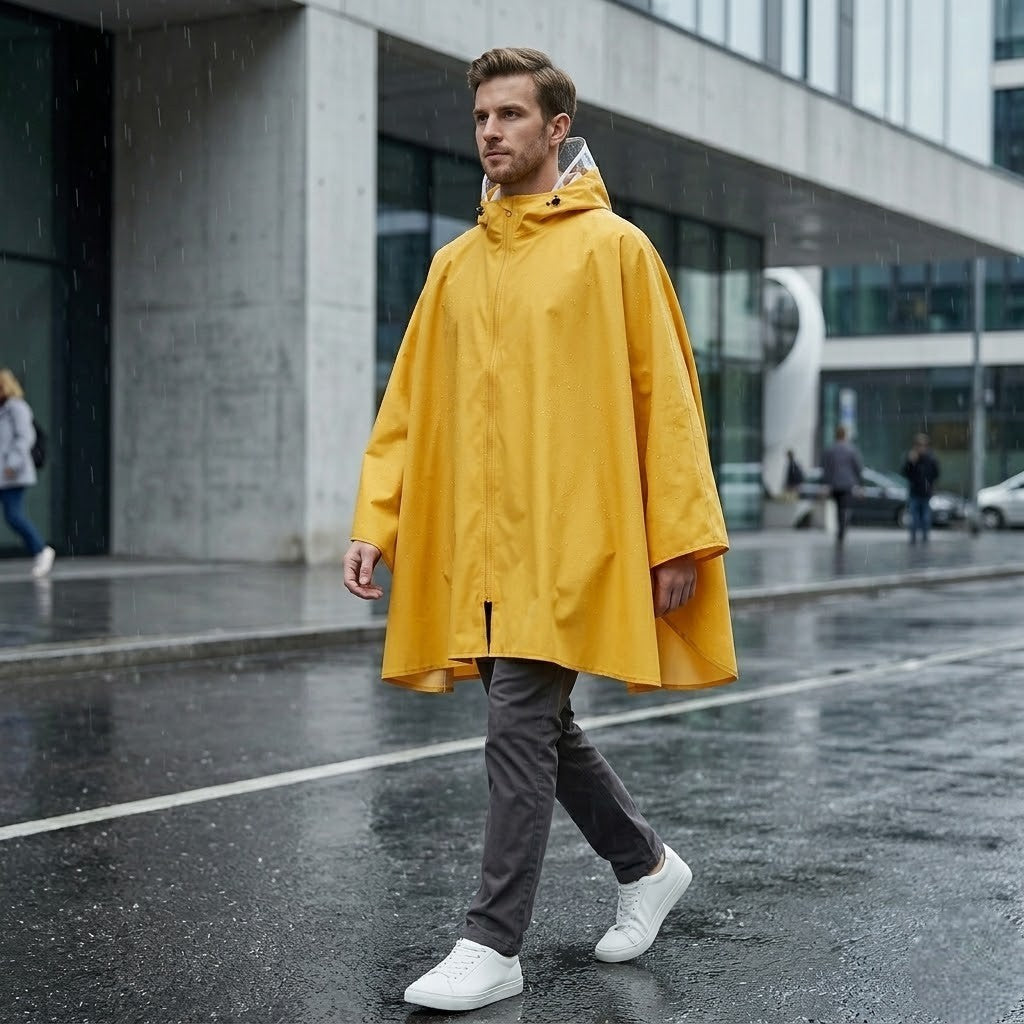 Poncho pluie homme jaune