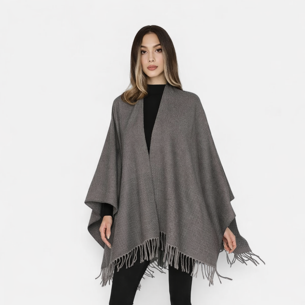 Poncho tendance femme gris minimaliste