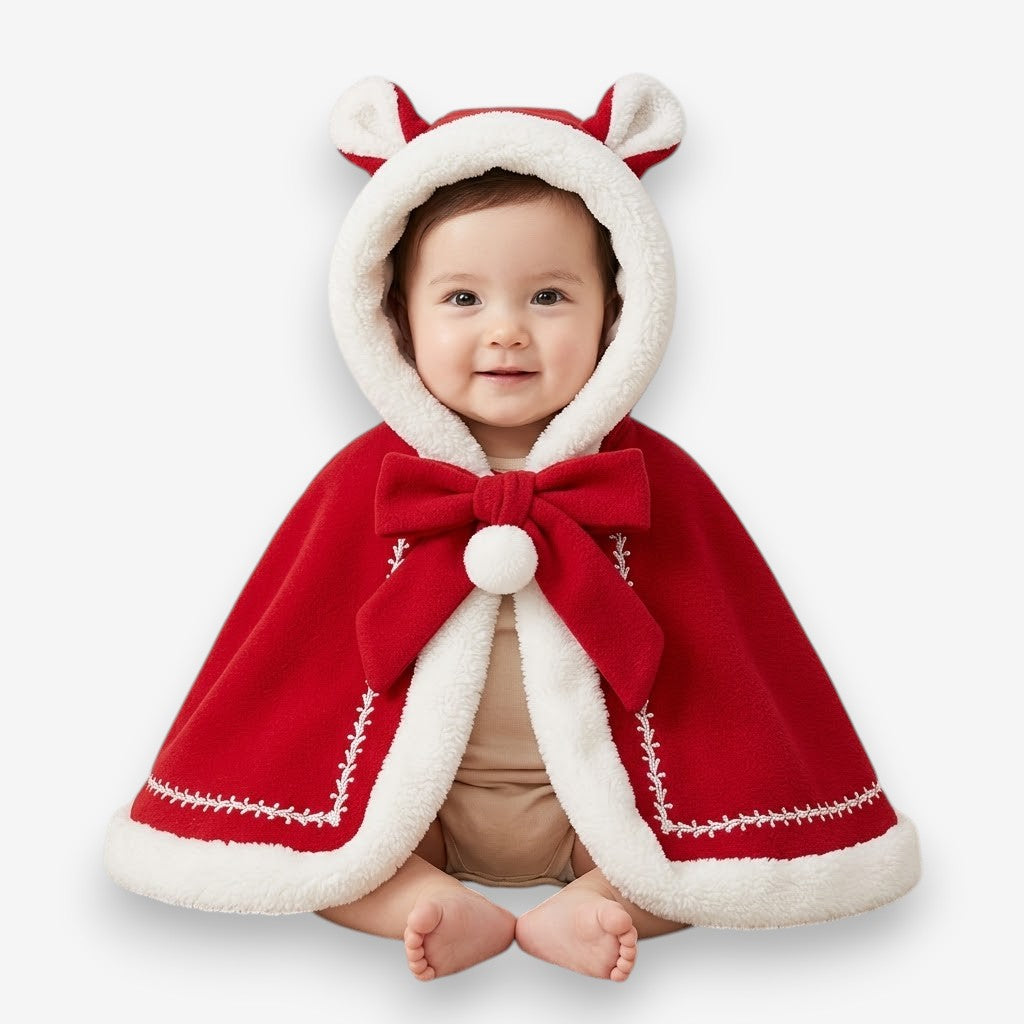 Poncho chaud bébé rouge