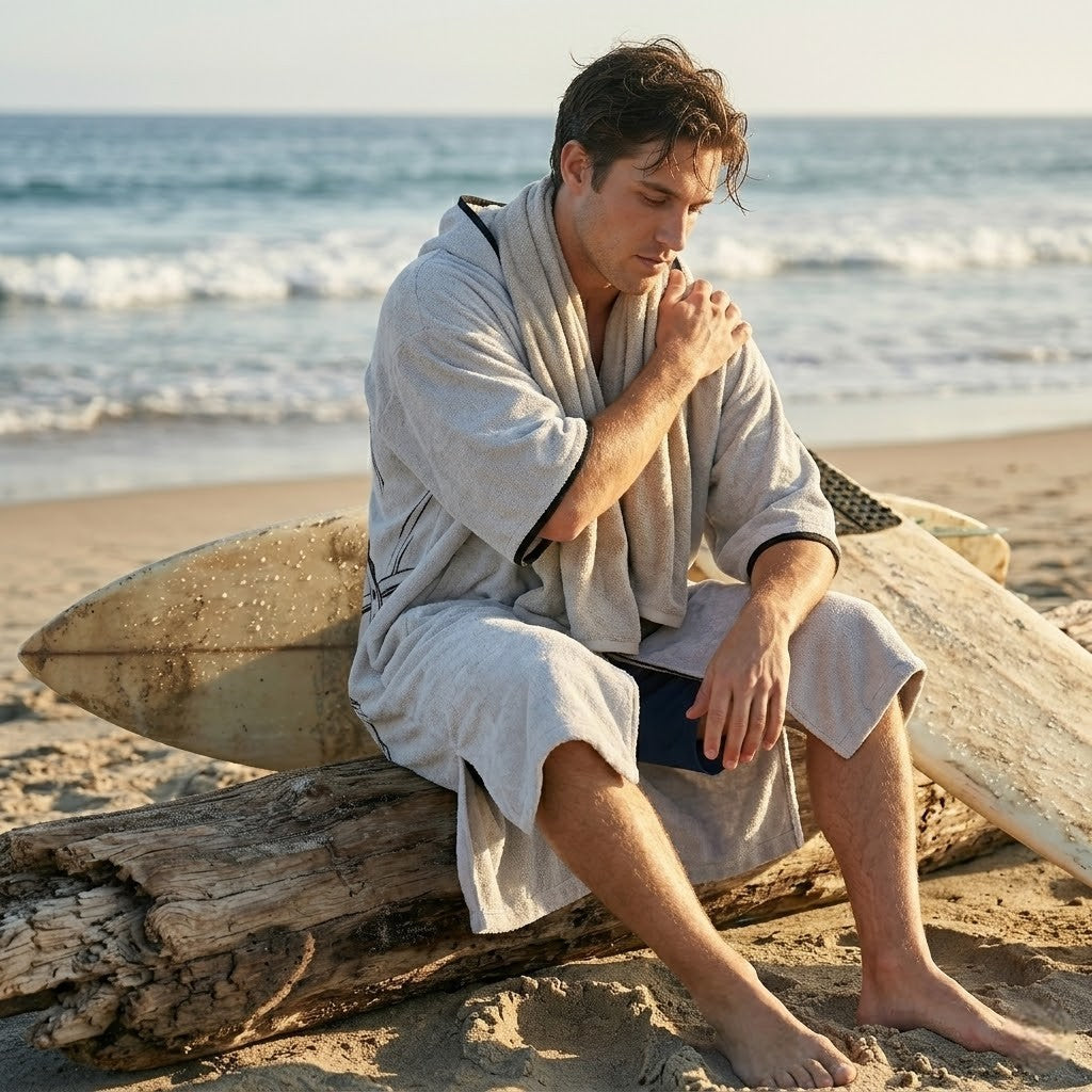 Poncho de surf homme gris