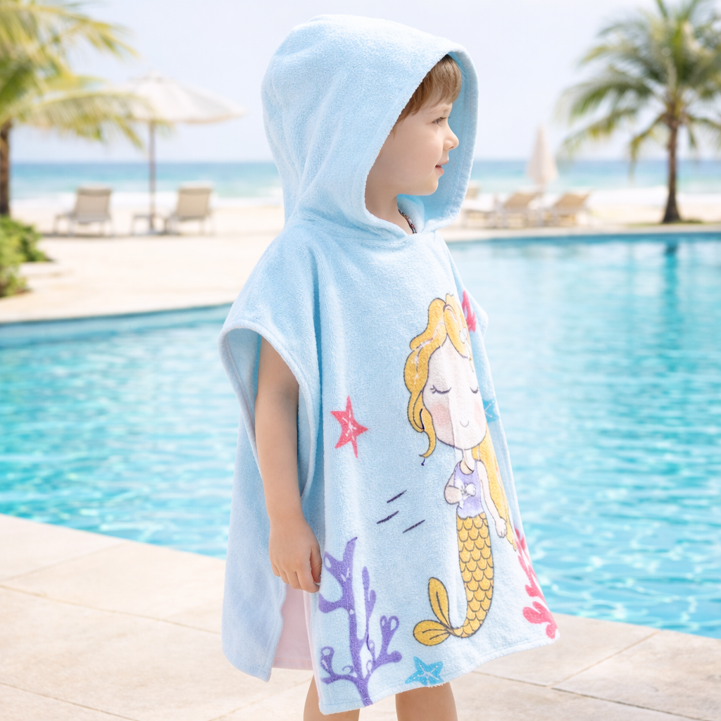 Poncho de bain enfant motif sirène