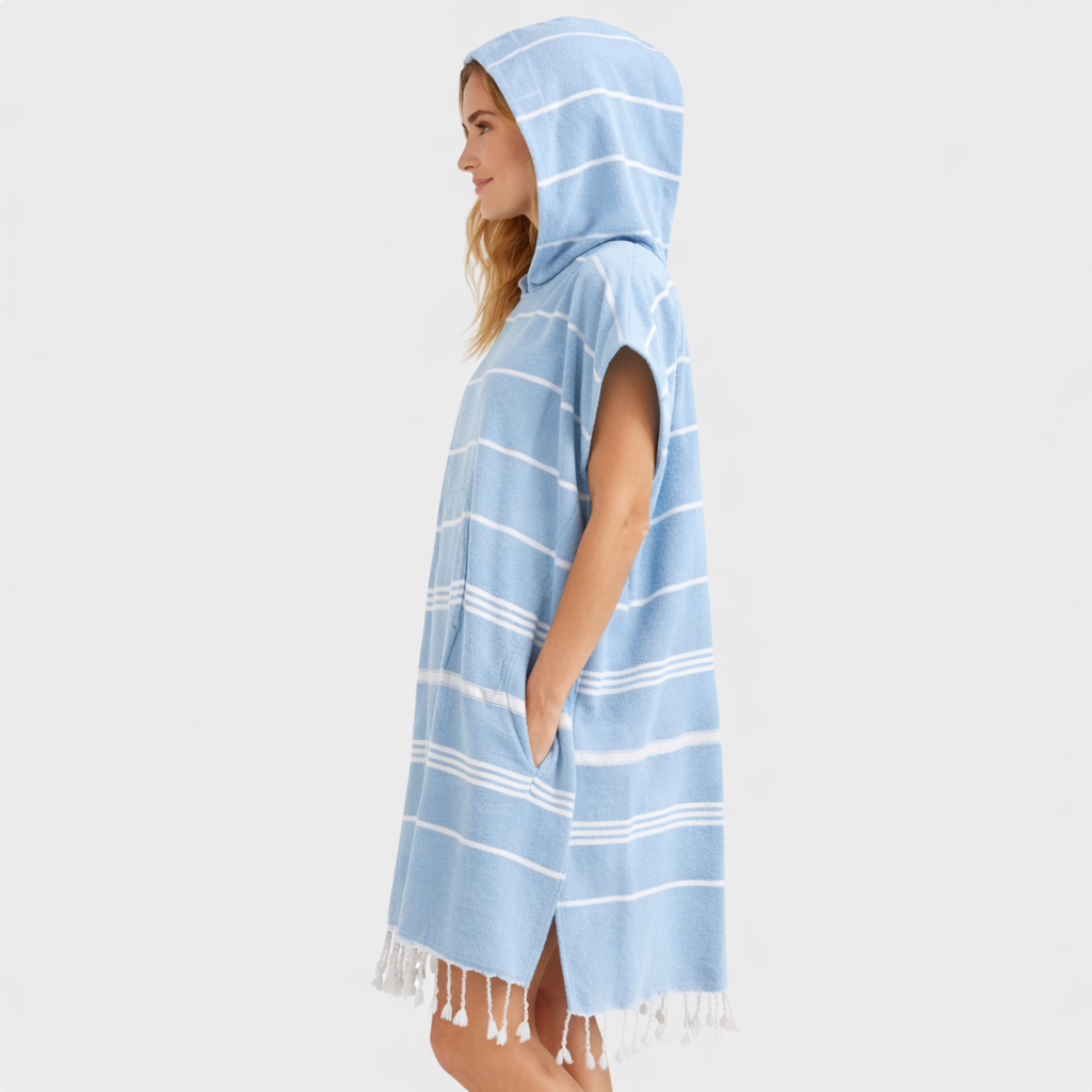 Poncho surf femme à rayures