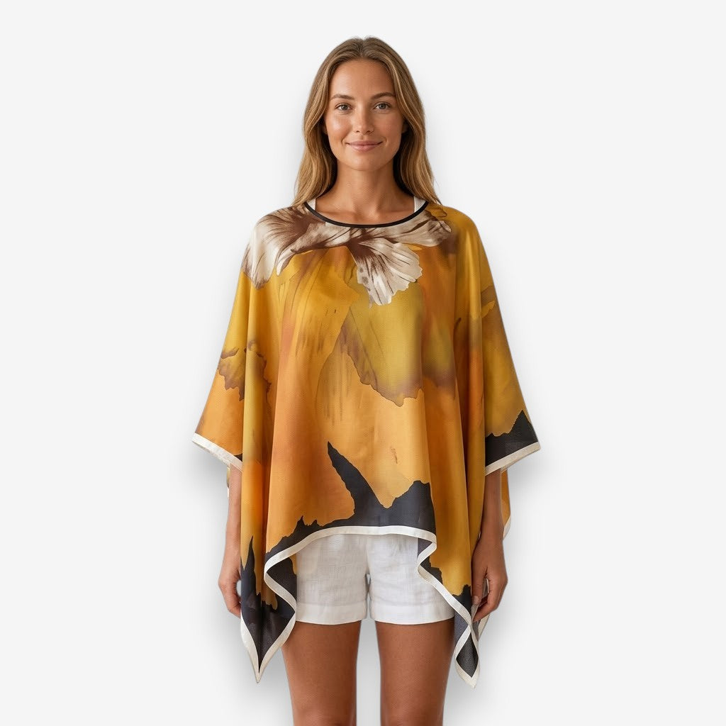 Poncho été femme fleuri