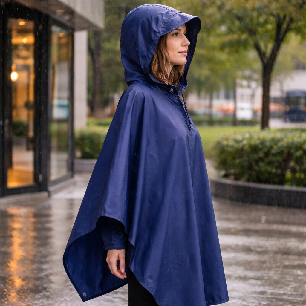 Poncho pluie femme compact