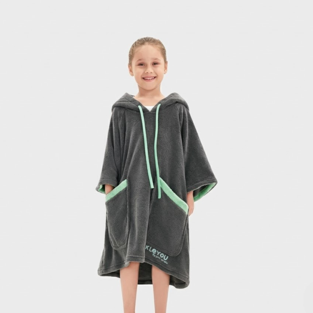 Poncho de bain enfant polaire avec poches