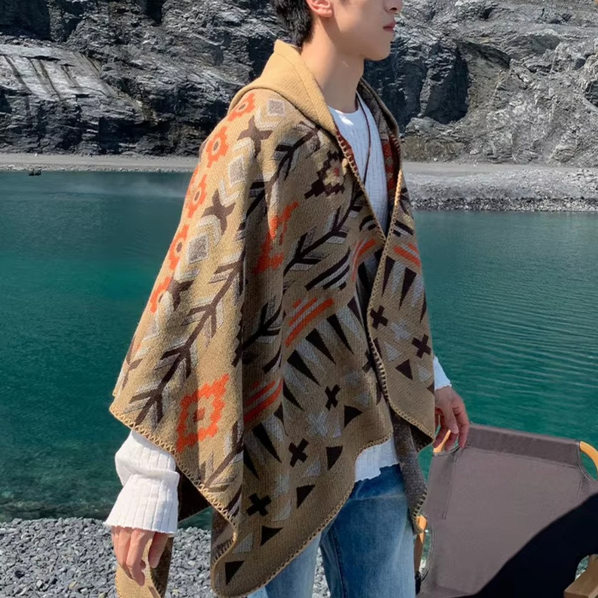 Poncho chaud homme style bohème