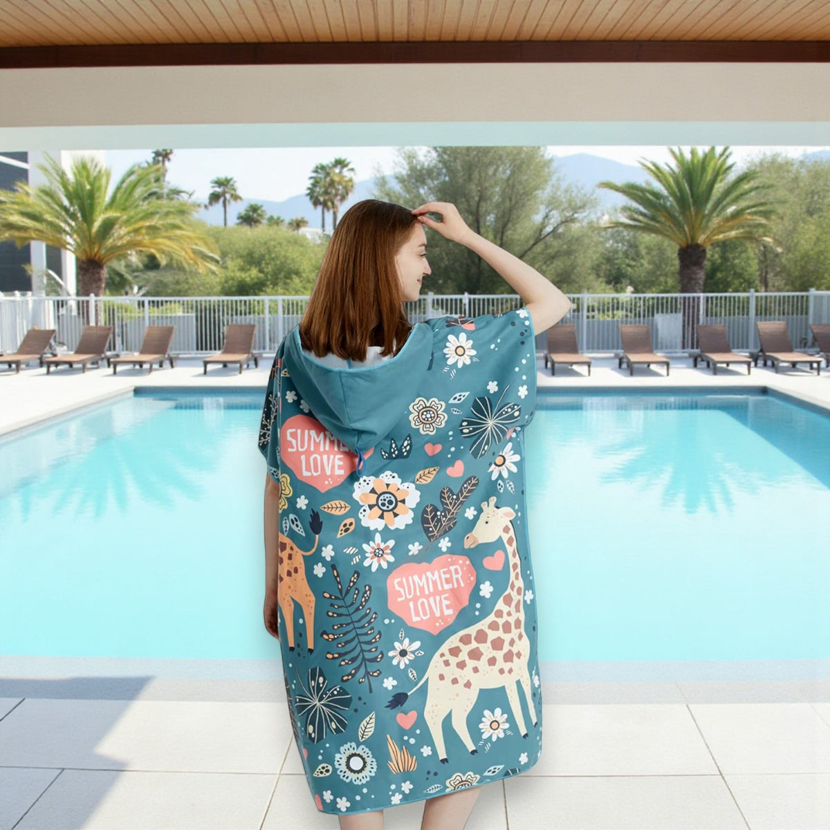 Poncho de bain femme nature