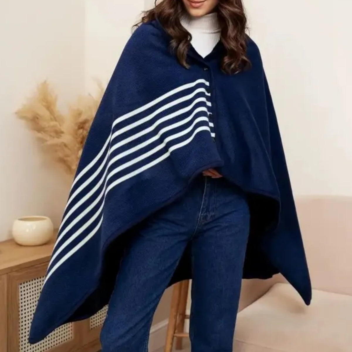 Poncho polaire femme style marin